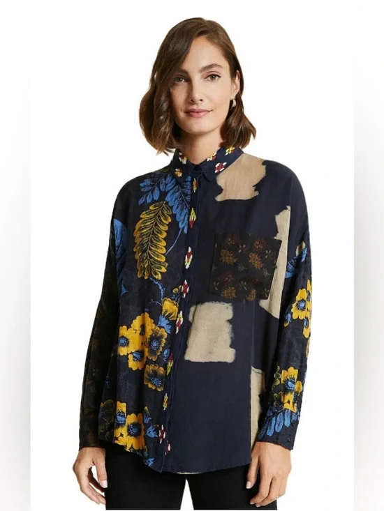 Christian Lacroix for Desigual Patchwork Mixed‑Print Button-Up Shirt - Picture 1 of 9